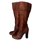 Miss Sixty Knee High Boots Womens 8 Cognac Brown Leather High Heel Boots