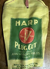 Vintage John Weisert Tobacco Wooden Box Harp Plug Cut  Tobacco Cloth Bag Pouch