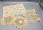 Lot 4 Antique Handmade Lace Doilies from Brussels Dainty Square Oval Rectangle