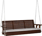 VINGLI Heavy Duty 880 LBS Patio Wooden Porch Swing Outdoor with Extra Cushions,