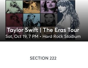 Taylor Swift Ticket Hard Rock Miami October 19 2024. Section 222 One Ticket Only