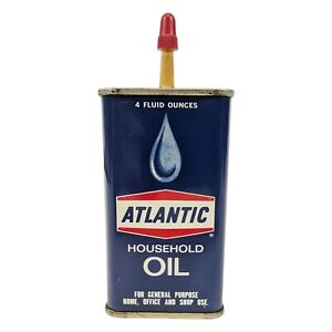 Vintage Atlantic Household Oil Can Full Unopened NOS Oiler Tin