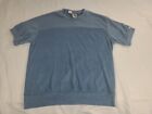 Kennington Mens Shirt Large Blue Velour Retro Short Sleeve Vintage 70s 60s XL