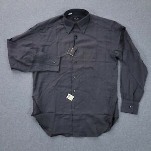 NEW Corneliani Button Up Shirt Small Long Sleeve Dark Gray Cotton Mens