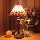 Red/White Border Pattern Tiffany Style Stained Glass Table Lamp