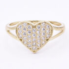 Women's Heart CZ Engagement Ring Real Solid 10K Yellow Gold