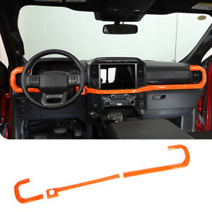 Orange Dashboard Center Console Decor Strips Trim Cover For Ford F150 2021 2022+ (For: 2021 Ford F-150)