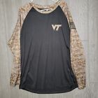 Virginia Tech Shirt Camo Colosseum USA Flag Long Sleeve Gray Men 2XL