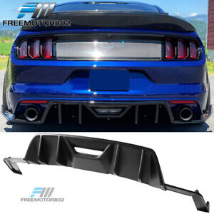 Fits 15-17 Ford Mustang Rear Diffuser 4 Fins HN Style PP - Unpainted Black