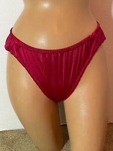 Vtg Bonjour HIGH-CUT Bikini Panty Size 9/2XL 8? XL? Red Soft Nylon Bows