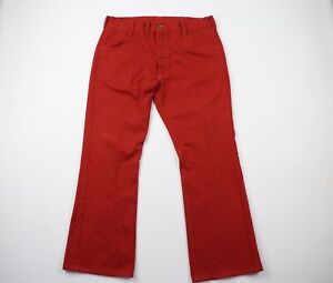 Vtg 70s Mens 38x32 Distressed Flared Wide Leg Bell Bottoms Denim Jeans Red USA