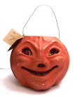 Bethany Lowe Vintage Halloween Paper Mache Pumpkin with Handle & Tag