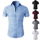 Men's Short Sleeve Casual Shirts Formal Slim Fit Dress Shirt Top Summer Plain‹