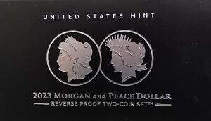 2023-S Morgan and Peace Dollar $1 Two-Coin Reverse Proof Set * Box, OGP & COA **