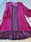New Girls Size 14 X-Large XL Justice Fuchsia Floral Long Sleeve Dress Outfit