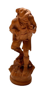 Vtg Hand Carved Hunter w/Dog Wood 5” Figurine Signed, Oberammergau Germany RARE!