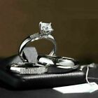 2.24 Ct Real Moissanite His/Hers Wedding Ring Trio Set 14K White Gold Plated