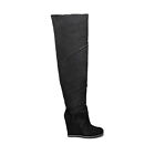UGG CLASSIC MONDRI OVER THE KNEE BLACK LEATHER WEDGE WOMEN'S BOOTS SIZE US 7.5