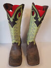 TONY LAMA RR1006 Green & Brown Cowboy Western Boots Mens Size 10.5 D