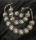 Hattie Carnegie Vintage Turquoise Cabochon Necklace Bracelet & Earring Set