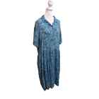 Vintage National size 3X Muumuu blue paisley floral maxi dress button front
