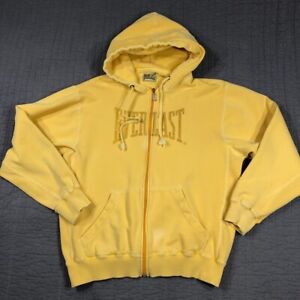 Everlast Jacket Men Large Yellow Zipper Hoodie Logo Spell Out Boxing Sweatshirt