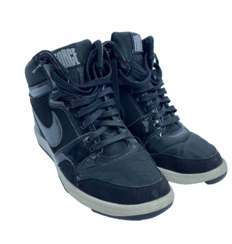 Nike Womens Hi Top Sneakers Air Force Black White Size 9