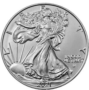 2021 1 oz American Silver Eagle BU (Type 2)  From Mint Roll,  FREE Daily Shippin