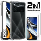 For Xiaomi Mi Poco X5 X4 X3 M4 M3 Pro F3 Clear TPU Case Cover + Screen Protector