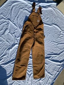 Carhartt R41 Duck Zip-to-Thigh Bib Men's Overall Quilt, 32x 30 inch - Brown