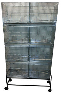 LARGE CAMBO 4 of Bird Finch Canary Breeder Cages Divider Nest Door Rolling Stand