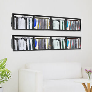 2x Floating Shelf Wall-Mounted CD DVD Rack Media Storage Rack Organizer Shelves