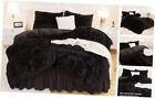 Faux Fur King Size Comforter Set 3 Pieces Fluffy Fuzzy King (104*90 in) Black