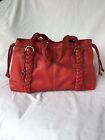 FOSSIL Fifty Four RED Leather Braided Strap Drawstrng Satchel Shoulder Bag Purse