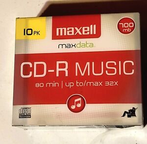 Maxell 10PK CD-R Music For Audio Recording 32x 80 Min 700 MB Compact Disc NOS
