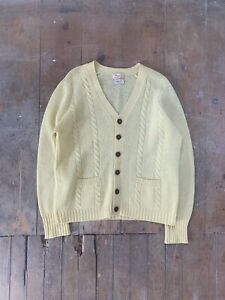 Vintage 70s Button Down Cardigan Yellow Size M