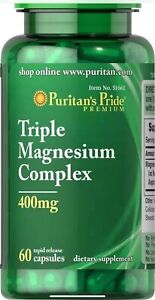 Puritan's Pride Triple Magnesium Complex 400 Mg Rapid Release Capsules, 60 Count