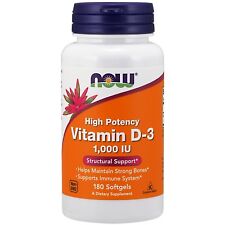 NOW Foods Vitamin D-3, 1000 IU, 180 Softgels