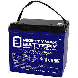 Mighty Max 12V 55AH GEL Replacement Battery for Vision 6FM55SGT-DX
