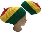 Rasta Colors Dreadlocks Tam Hat Beret Cap Reggae Marley Jamaica Red Yellow  M/L