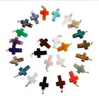 Wholesale 50pcs mixed natural gemstone cross beads pendants for Jewelry making