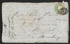 UK EXETER TO PUNJAB INDIA EMBOSSED QV ONE SHILLING ON FOLDED LETTER COVER 1854