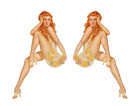 Set of 2 Pin Up Girl (G9) 6 Inch Airplane Sticker Car Window Decal