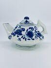 New ListingVintage Chinese Porcelain blue and white floral Teapot w/ octagon shape with lid