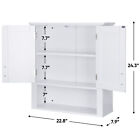 Door Wall Cabinets Cupboard  Over The Toilet Wall Cabinew/ Doors and Shelf White