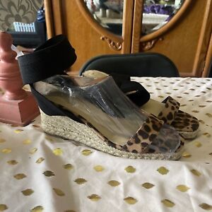 Cato Comfort Leopard Ankle Band Wedge Sandals Size 9