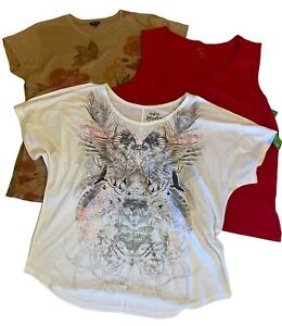 Pre-Owned 3 Items XL Women Yukiko Mudd White Stag Tops Red White Brown