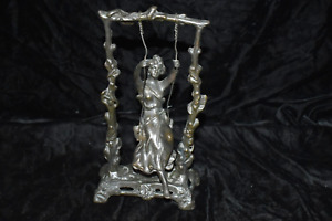 New ListingVintage After AUGUSTA MOREAU  Girl On Swing  Bronze Statue Marked