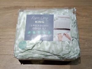New ListingKaycie Gray 3 Piece Duvet Cover Set, Green, KING