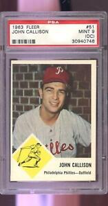 1963 Fleer #51 John Callison Phillies MINT PSA 9 (OC) Graded Baseball Card